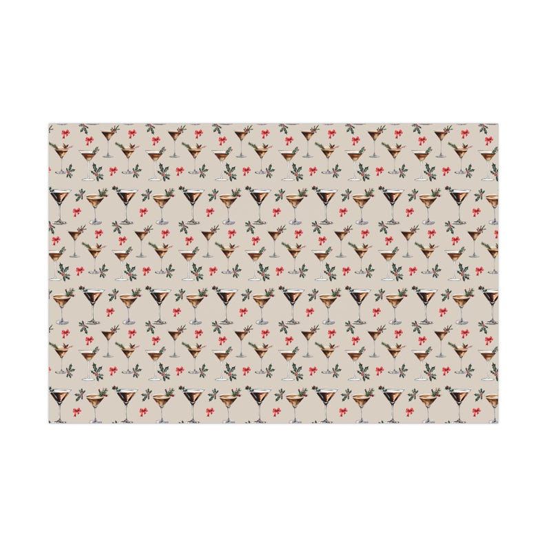 Geschenkpapier, WeihnachtsEspresso Martini-Geschenkpapier, Feiertagsgeschenkpapier, festliches Geschenkpapier, Cocktail-Thema-Geschenkpapier Bild 5
