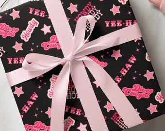 Cadeaupapier, Cowgirl-inpakpapier, Cowgirl Themafeest, Disco Cowgirl, Howdy, Yehaw, Custom cadeaupapier
