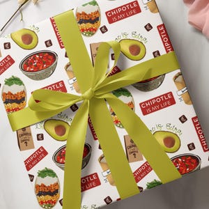 Wrapping Paper, Chipotle Lover Gift Wrap, Guac Is Extra, Custom Giftwrap, chipotle chips
