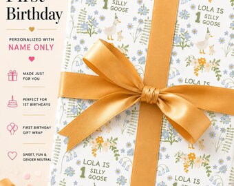One silly goose, 1 silly goose, 1st birthday theme, birthday theme, wrapping paper, giftwrap