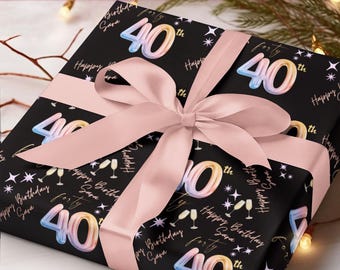 custom birthday giftwrap, your name, your age, giftwrap, happy birthday, wrapping paper, 60th, 40th, 30th, 100th