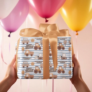 Carta da regalo, compleanno a tema costruzione, carta da regalo per autocarri con cassone ribaltabile, carta da regalo per escavatori