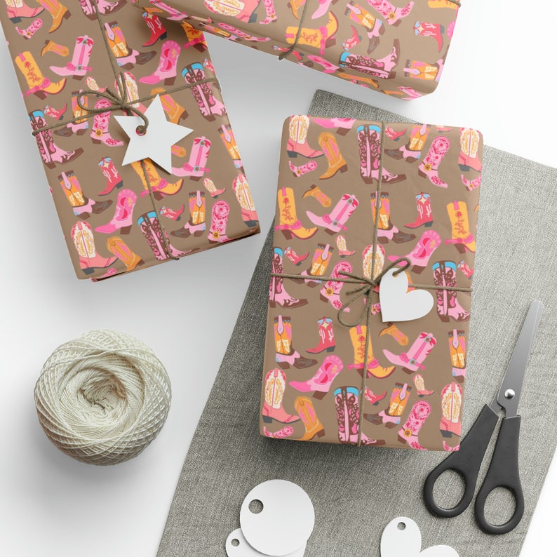 Cowgirl Wrapping Paper, Cowboy Boot Gift Wrap, Nashville Party Supplies