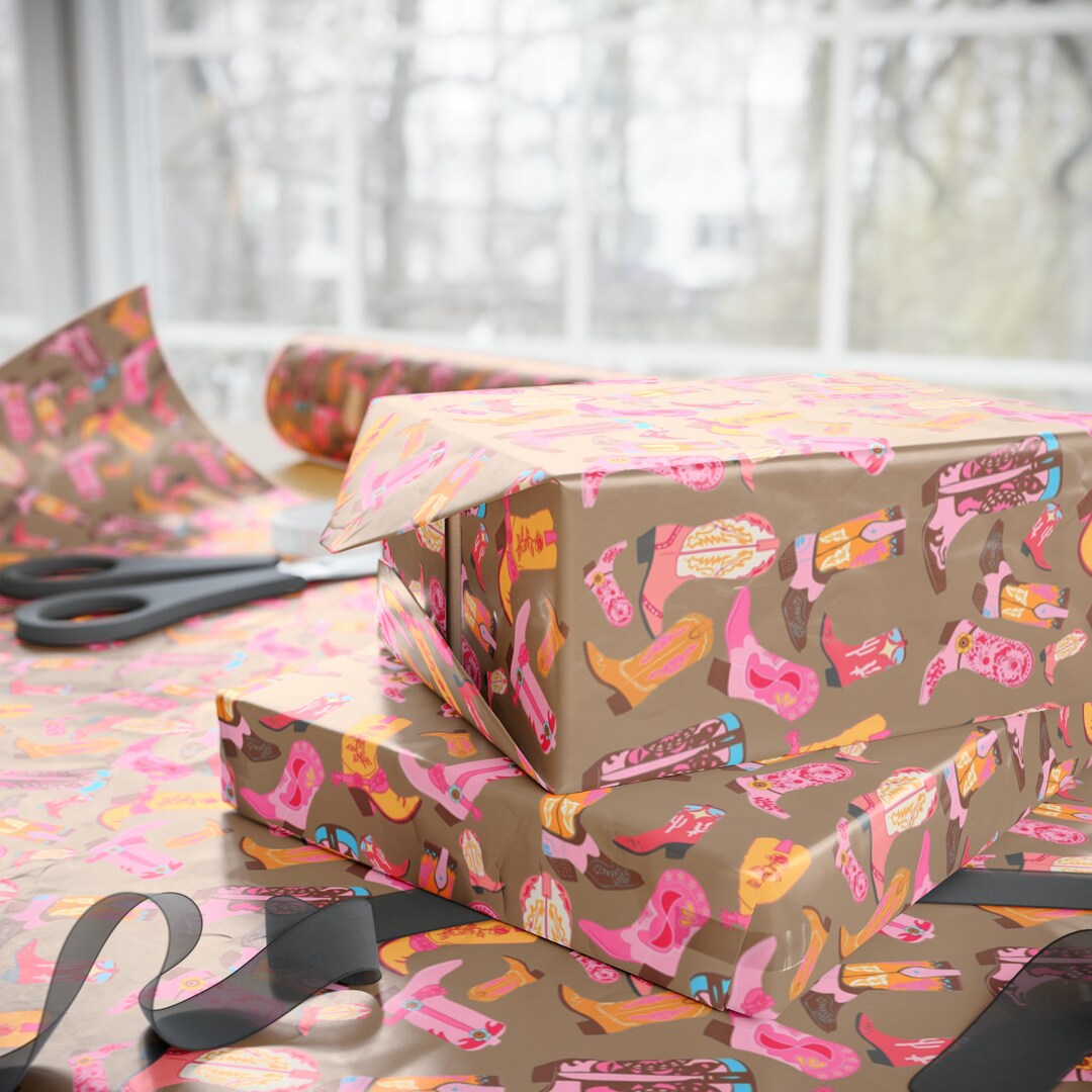 Cowgirl Wrapping Paper, Cowboy Boot Gift Wrap, Nashville Party Supplies