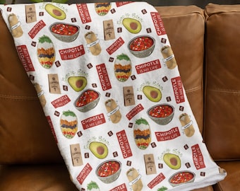 Velveteen Plush Blanket, Chipotle Lover Gift, Cozy Throw, Chipotle Birthday Present, Chipotle Theme Decor, Soft Fleece Blanket