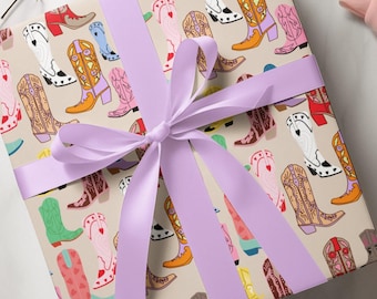 cowboy boots giftwrap, boot wrapping paper, cowgirl birthday, cowboy birthday, Nashville giftwrap, Nashville wrapping paper, cowgirl boots