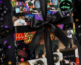 Travis Scott inpakpapier | Hypebeast cadeaupapier | Rapmuziek cadeaupapier | Streetwear verjaardagscadeaupapier | Astroworld geïnspireerd cadeaupapier