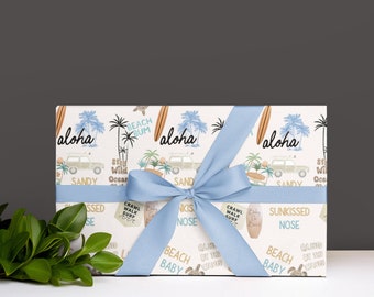 Cadeaupapier strandbabyshower, babyshower, inpakpapier, cadeaupapier pasgeborene, strandbum, strandthema, cadeau nieuwe baby