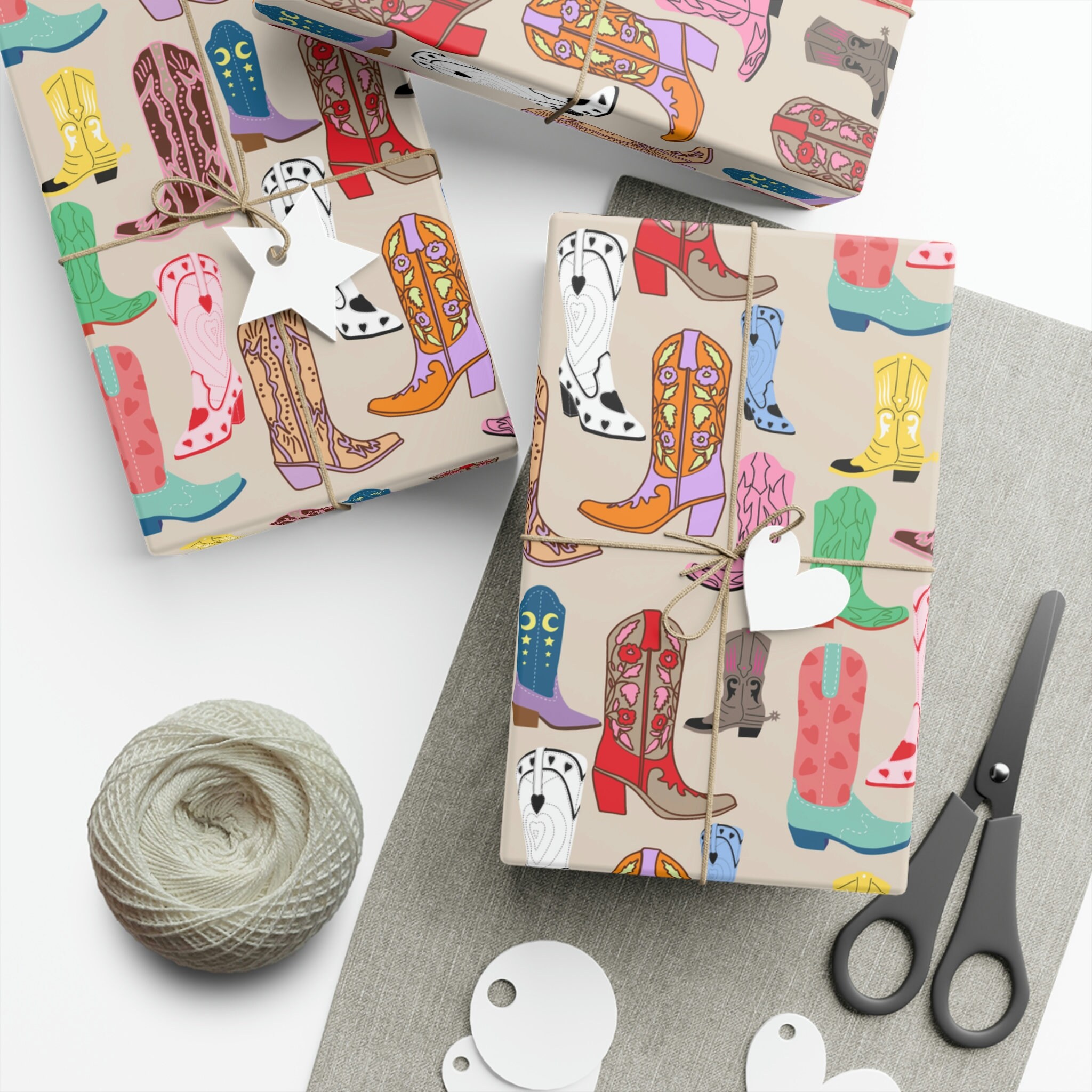 Cowboy Boots Giftwrap Boot Wrapping Paper Cowgirl Birthday Etsy