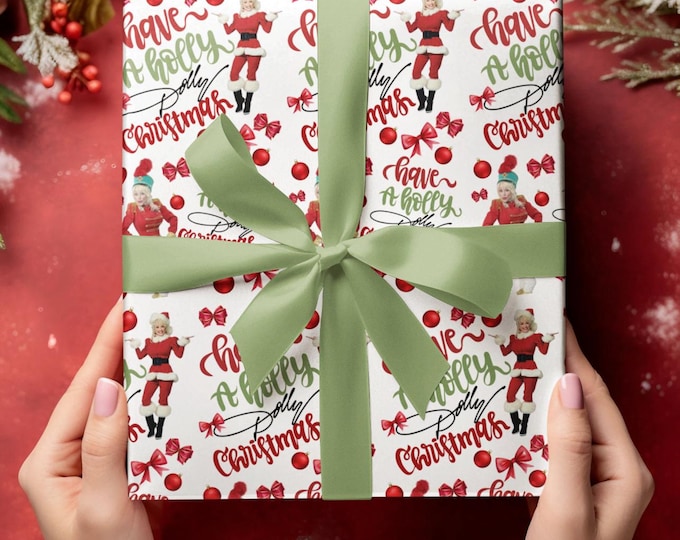 Dolly giftwrap, Holly dolly christmas, Dolly parton giftwrap, country christmas, happy dollydays