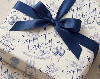 Cadeaupapier met de tekst "Talk Thirty to Me" | Cadeaupapier voor een 30e verjaardag | Grappig cadeaupapier voor een mijlpaalverjaardag | Cadeau voor volwassenen