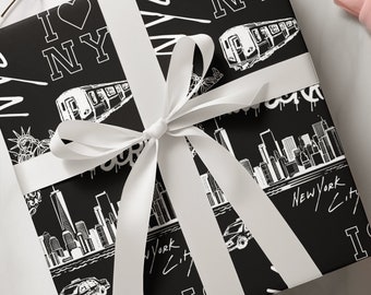 NYC wrapping paper, New York City gift, custom nyc giftwrap, New York wrapping paper