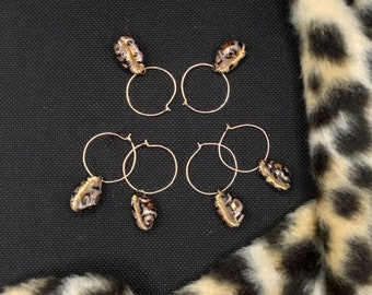 Leopard Print Shell Hoop Earrings