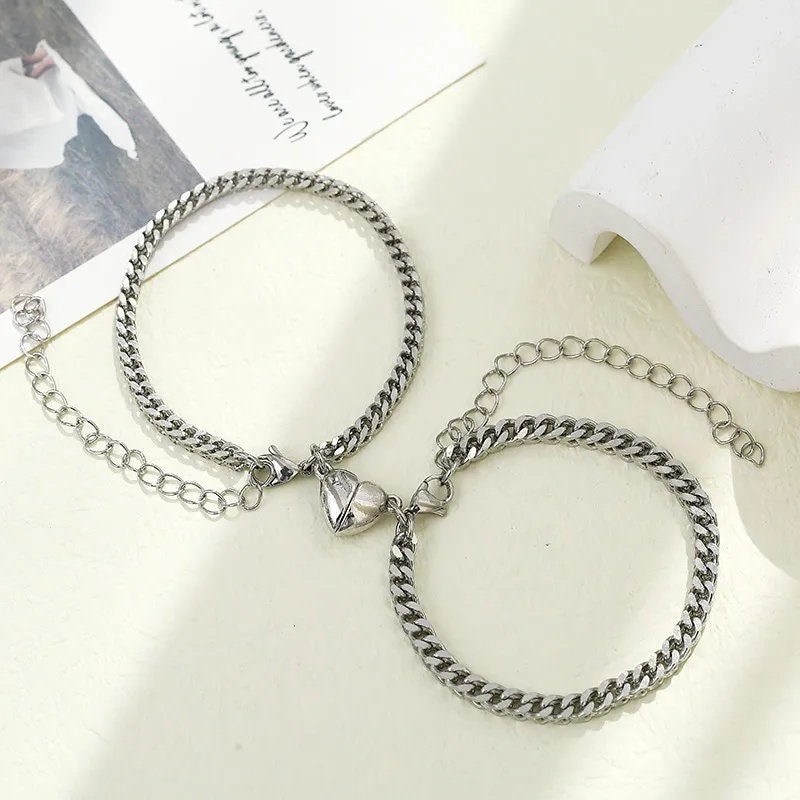 2Pcs Heart Couple Bracelet Set Magnetic Love Matching Magnet