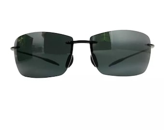 Gafas de sol negras Maui Jim Lighthouse para hombre con lentes polarizadas de espejo gris