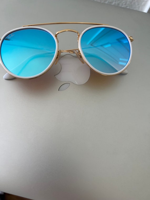 Ray-ban Round Double Bridge Gold Frame / Gradient Blue 