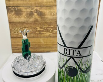 Golf Tumbler Topper Mini Bag Clubs Resin Ice Cup Accessory Golfer Gift