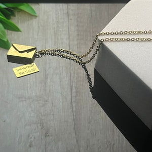 Gold Envelope Necklace | Envelope Pendant | Secret message | Hidden message envelope | Unique pendant | Custom Pendant | Gift for Valentines