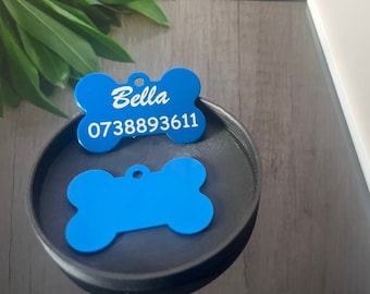 Light Blue ID tags for Dogs | Dog Name Tag | Double Sided Pet ID Tag | The perfect ID Tag for my best friend | Dog Lover | Animals Lover |