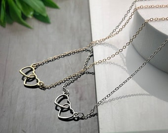 Interlocking Hearts Necklace | Double Heart Necklace | Dainty Necklace | Anniversary Gift | Valentines Gift | Gift for her
