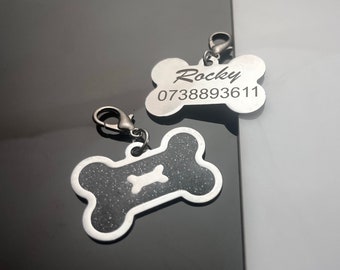 Médaille d'identification pour chien en forme d'os noir | Médaille pour chien gravée Bone-tastic | Étiquette de collier de chien longue durée | Amoureux des chiens | Gardez votre ami à quatre pattes en sécurité | Pour Chien