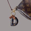 Personalized Leather Keychain: Monogrammed Alphabet Bag Charm