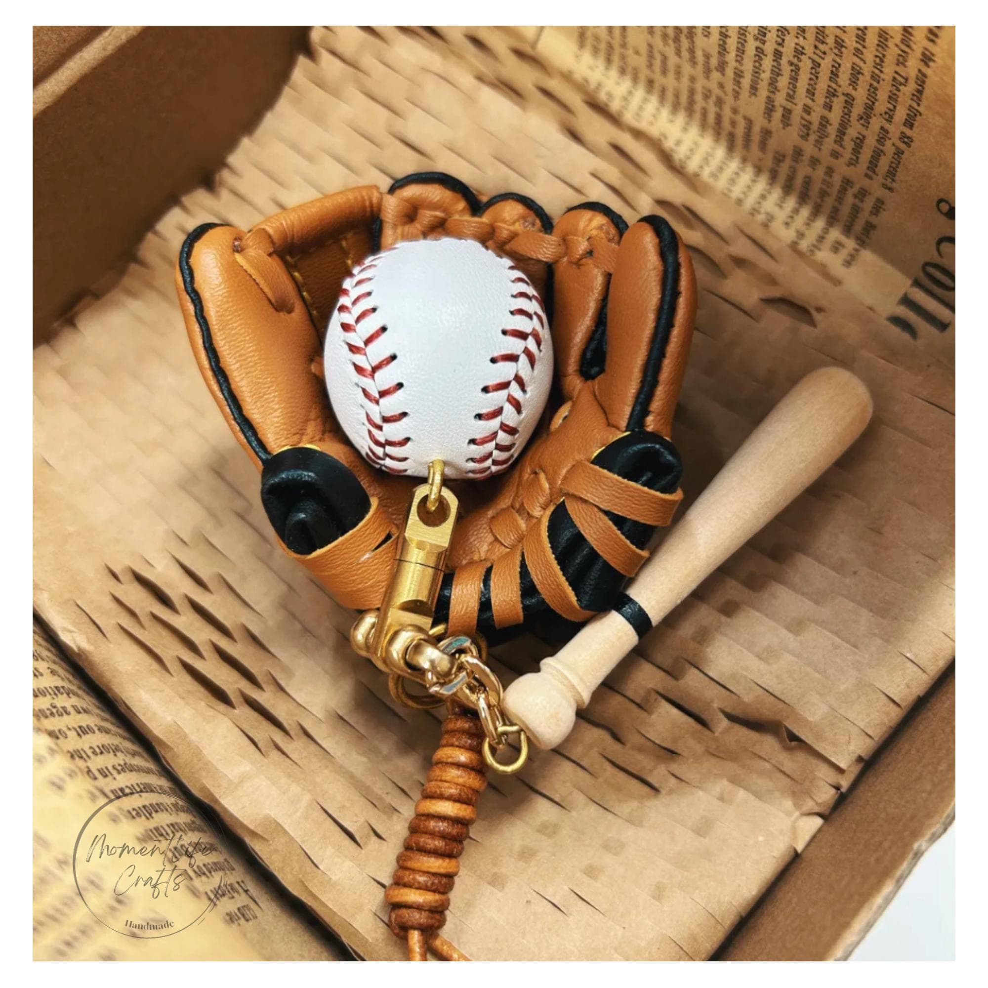 ベースボールデザイン キーホルダー バット ボール グローブ ミット 野球 部活 キーホルダー グローブ バット ボールの野球3点セット 野球部 幸運