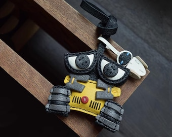 Handmade WallE Leather Keychain, Birthday gift Disney Doorables Adorable keychain leather bag charm  leather car charm