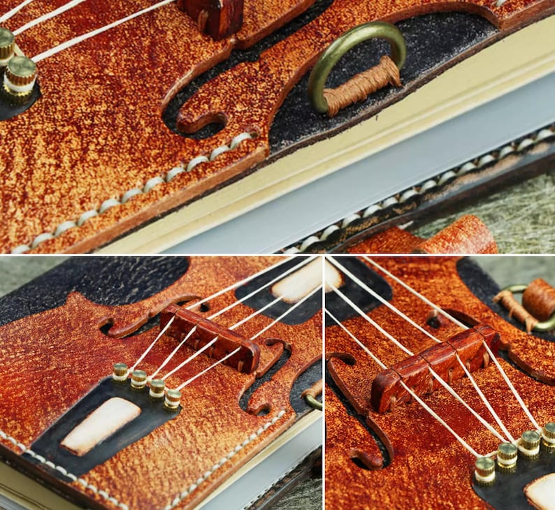 Personalized Leather Journal for Music Lovers Handcrafted With Cello
