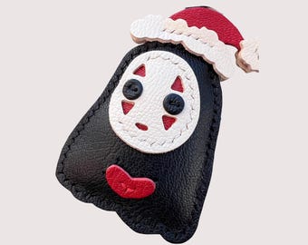 Handmade No-Face Leather Keychain: Spirited Away Ghibli Charm