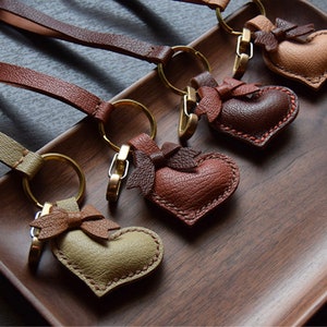 Heart leather key fob Accessories l gift for kids/woman bag/school bag l small key charms l car key