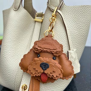 Handmade Leather Poodle Keychain: Dog Lover Gift, Bag Charm