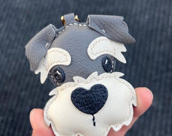 Handgefertigtes Leder Schnauzer Schlüsselanhänger: Geschenk für Hundeliebhaber