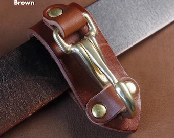 Handmade Leather Belt: Brass Hook & D-Ring, Heavy Duty Cowhide