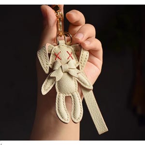 leather bunny keychain, Rabbit Bag Charm, Cute Rabbit Leather Handbag and Purse Charm, Rabbit Keychain, Leather Gift, Charm for Handbag