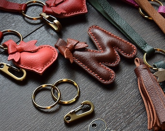 Leather keychain | personalized gifts with name | lobster clasps | gift for her/him | love charm | key/bag accessories  leather tassel