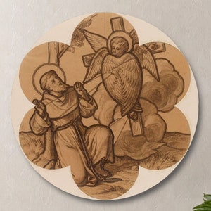 Image Saint Francis Wooden Vector Stigmata Wall Stencil Catholic Gift Priest Friar Nun Secular Franciscan Convent Home Decor TV art Frame