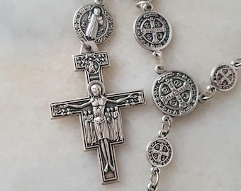 Italian St. Benedict Rosary | San Damiano Crucifix | Benedict Medal | Made in Italy | Catholic Gift