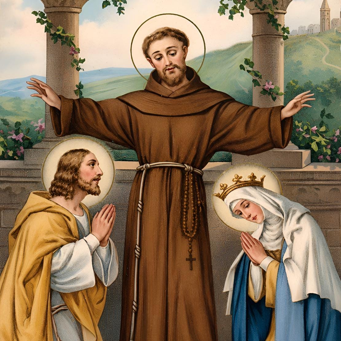 Saint Francis Blessing Louis & Elizabeth Anthony Padua, Vintage