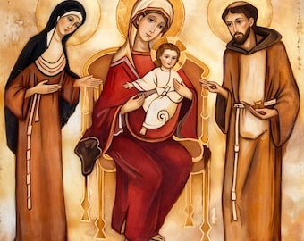 Saint Francis & Clare of Assisi Art Print, Catholic Home Decor (Restored Digital Image)