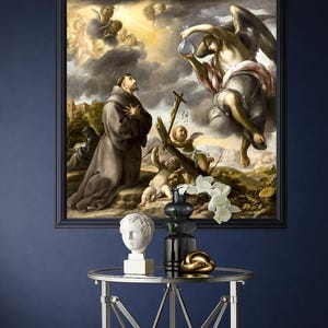 Saint Francis of Assisi Art Print, Classic Italian Catholic Image (Restored Digital Image) image 3