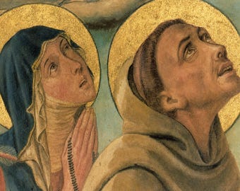 St Francis and Clare at the Cross, Set 3 Catholic Icon Art (Restored Digital Images)