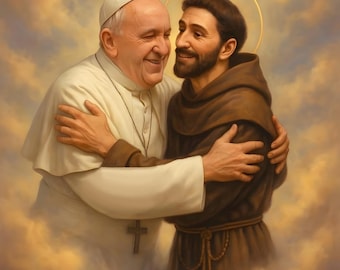 Pope Francis and Saint Francis of Assisi Set 9 Illustrations (Restored digital image)