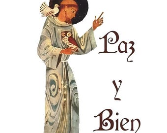 Heiliger Franziskus Art Print 3 Set | Paz y Bien, Vogel & Taube (Restaurierte Digitale Bilder)