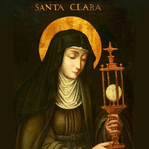 Saint Clare of Assisi Painting, Catholic Home Decor (Restored Digital Image)