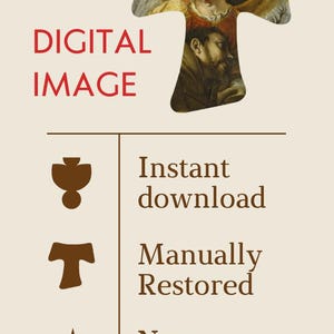 May include: Digital image of a painting depicting a man in brown robes with an angel above him. The image is available for instant download, is manually restored, and is non-refundable.