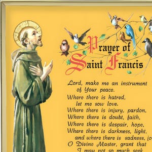 Pack 2 Simple Prayer Oracion Simple English Spanish Saint Francis illustration vintage catholic printable holy card