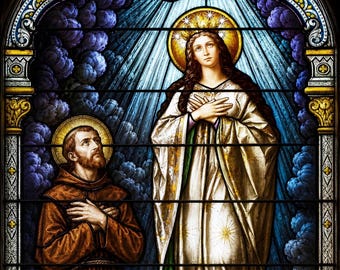 Unbefleckte Empfängnis mit dem Heiligen Franz von Assisi Set 4 druckbare Kunst | Digital restaurierte Bilder