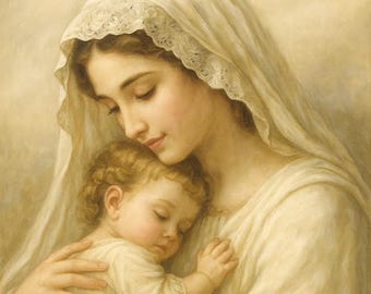 Blessed Virgin Mary and Holy Child Printable, Catholic Art St Francis Jesus Christ (2 Digital Images)
