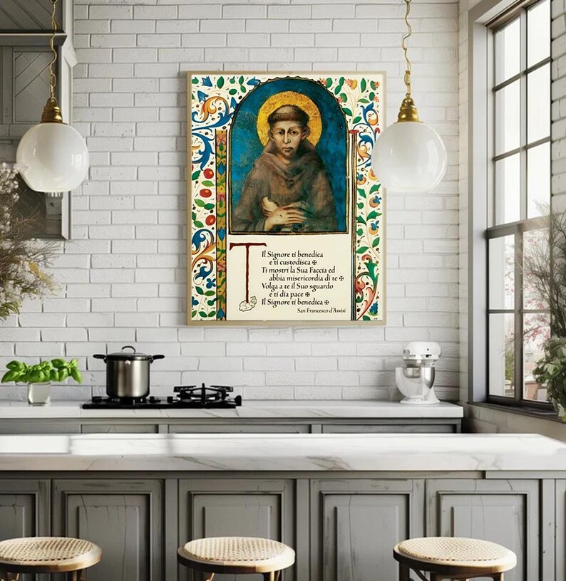 Der Heilige Franziskus Segen Druck Einfaches Gebet: Italienische Franziskaner Kunst (28 × 19 cm) Bild 5